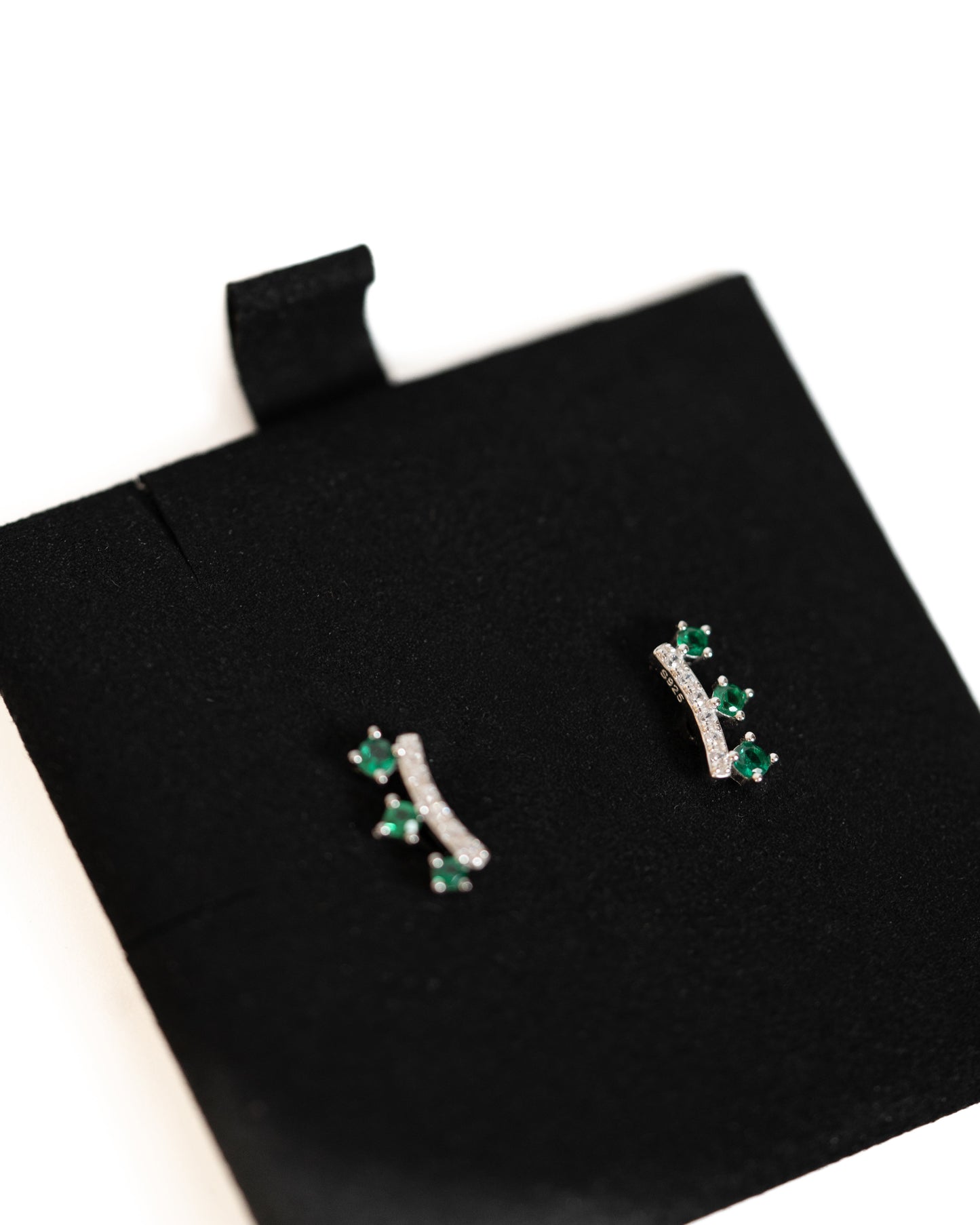 boucles oreilles argent zircon vert emeraude