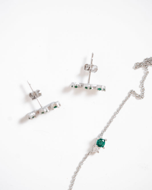 Pack Élégance Argent – Collier + Boucles
