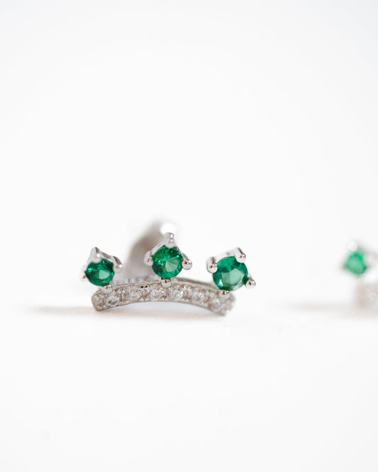 boucles oreilles argent zircon vert emeraude