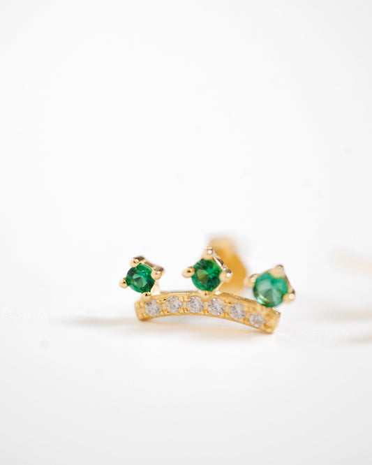 boucles oreilles plaque or zircon vert emeraude