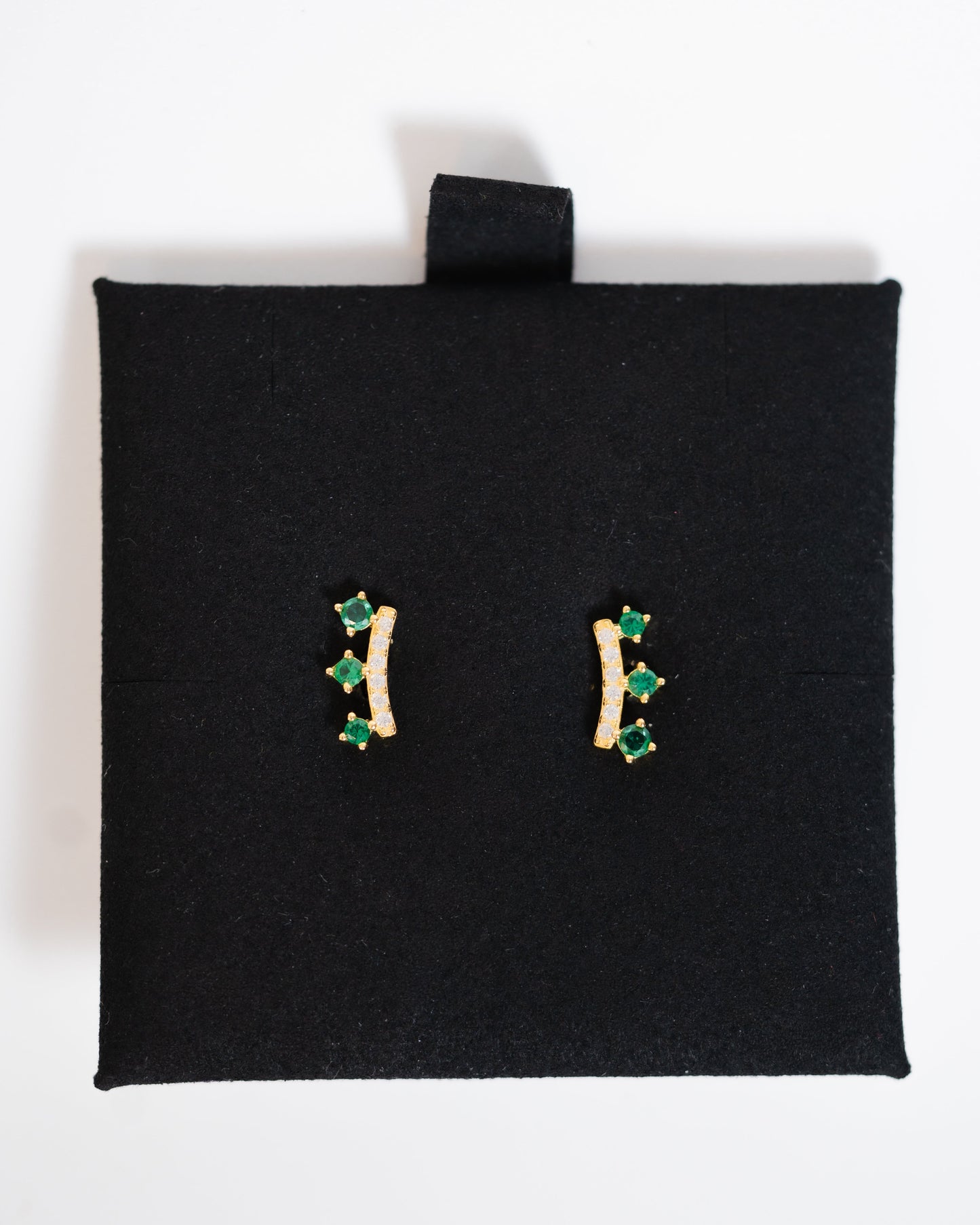 boucles oreilles plaque or zircon vert emeraude