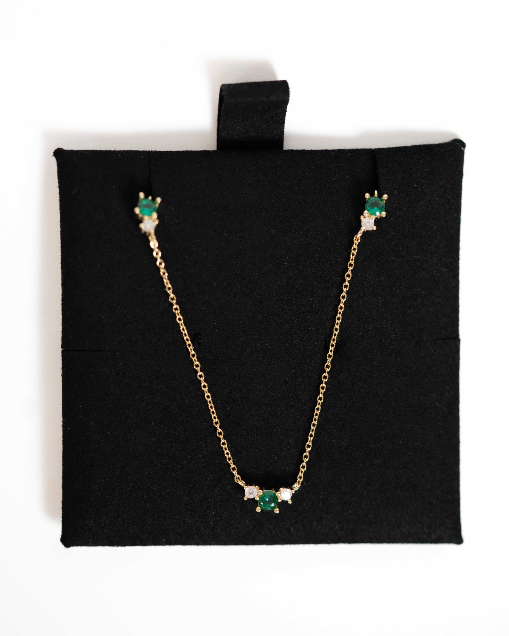 collier plaque or zircon vert emeraude